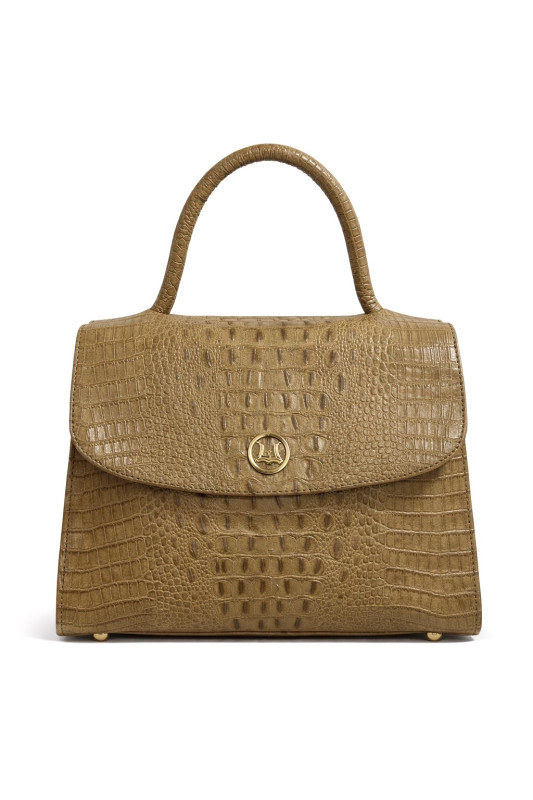 Paris Midi: Camel Brown Textured Crocodile Print Combination