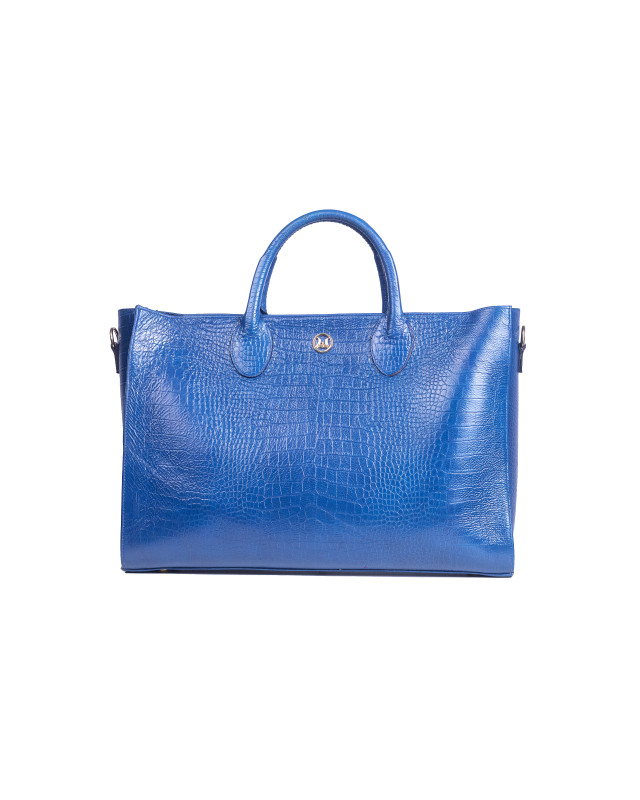 Midi Man Tote: Blue Crocodile Print