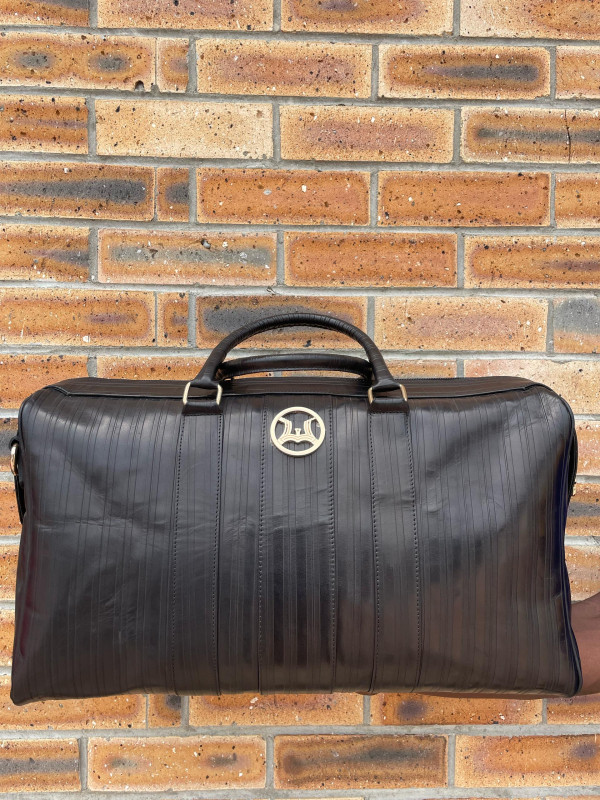 Duffle Bag: Black Checkered Print