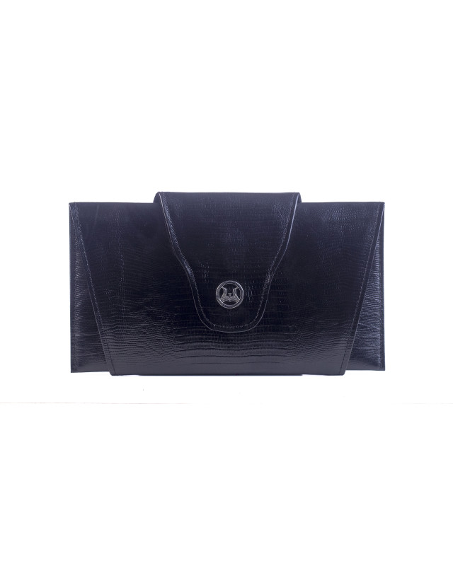 Marrakesh Clutch: Black Monitor Lizard Print