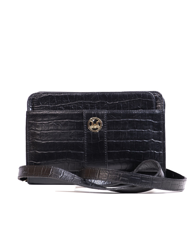 Messenger Bag 2.0:  Black Crocodile Print