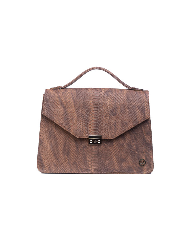Female Work Case:  Dark Brown Snake Print