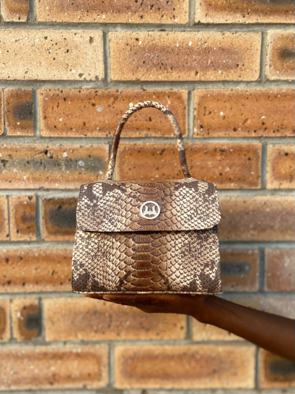 Tokyo Micro: Cream and Brown Snake Print