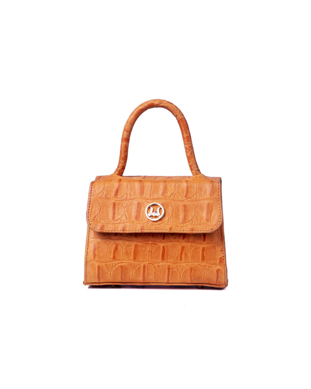 Tokyo Micro: Orange Textured Crocodile Print
