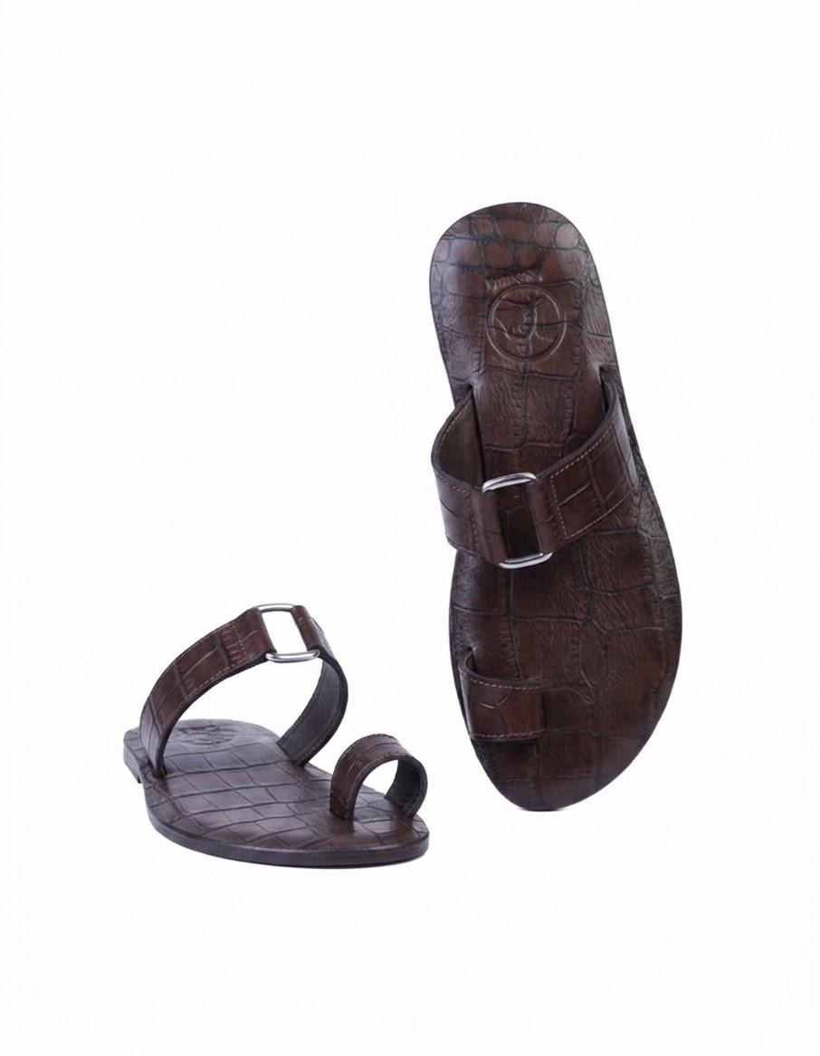 El Patron: Dark Brown Crocodile Print