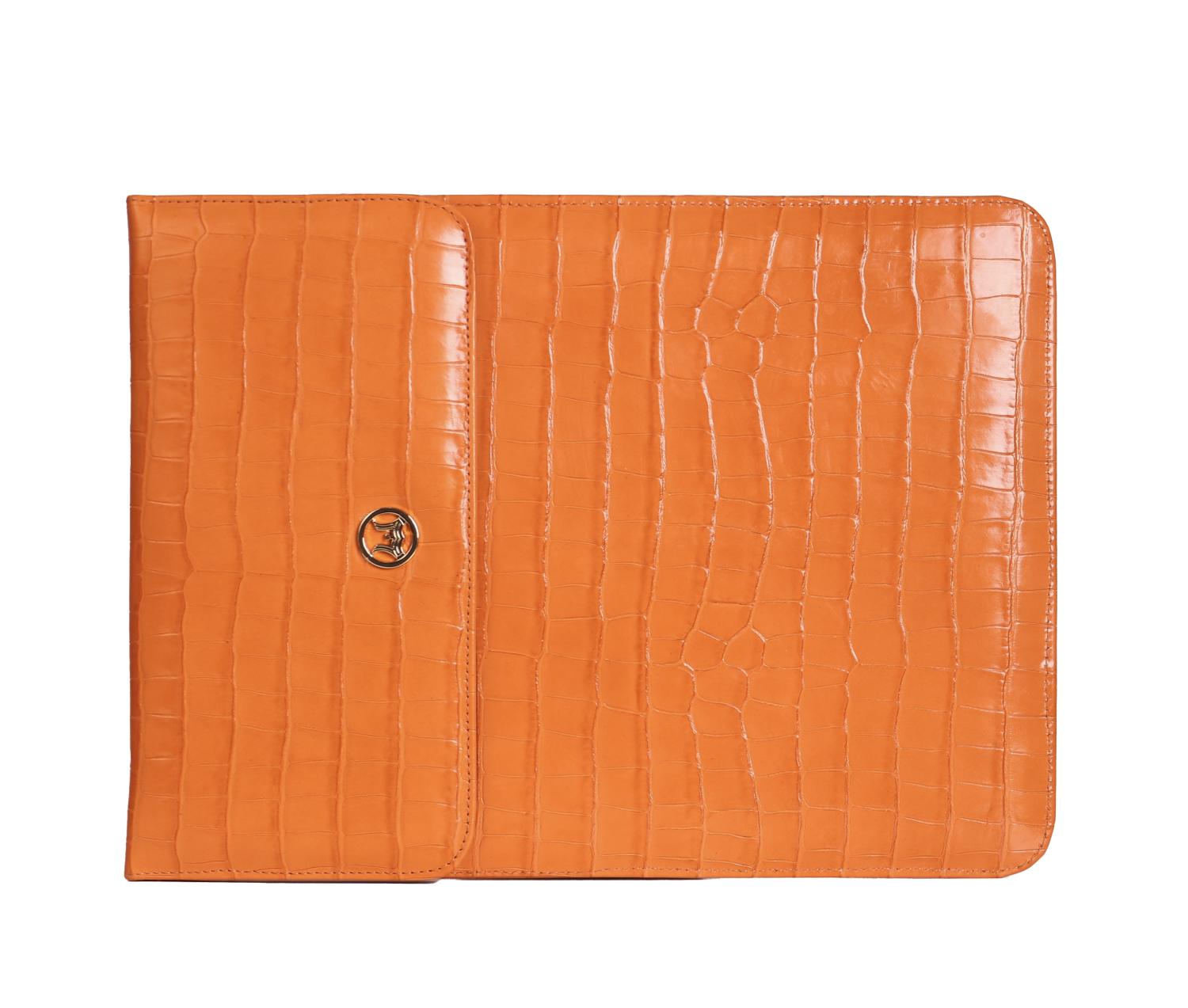 Laptop Sleeve Micro: Orange Crocodile Print