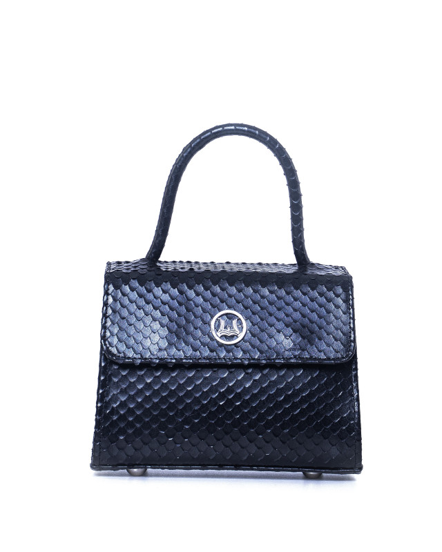 Tokyo Micro: Black Textured Reptilian Print