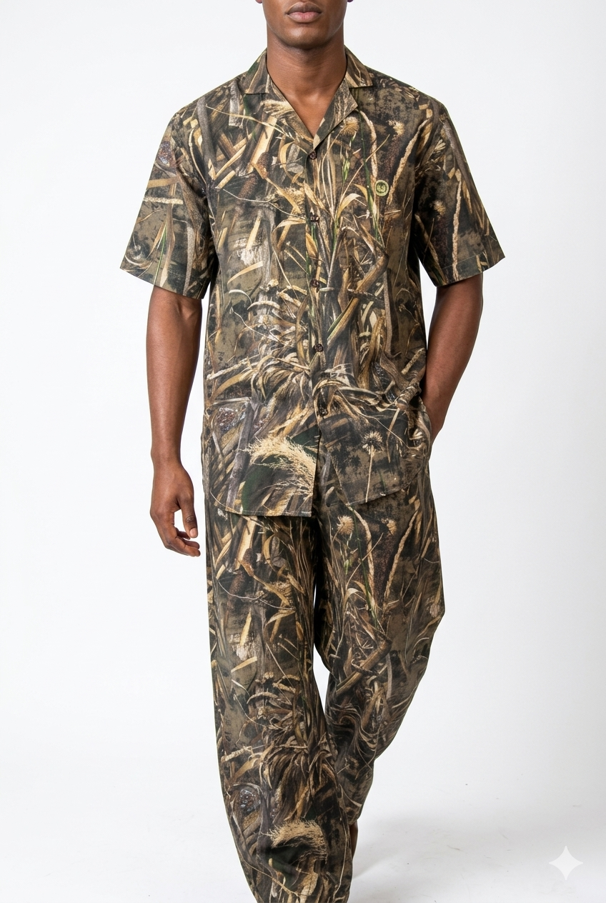 Palazzo Set: Green Forage Print