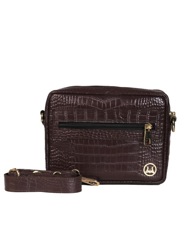Messenger Bag: Syrup Brown Crocodile Print
