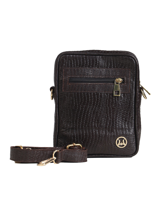 Cross Body Bag: Dark Brown Monitor Lizard Print