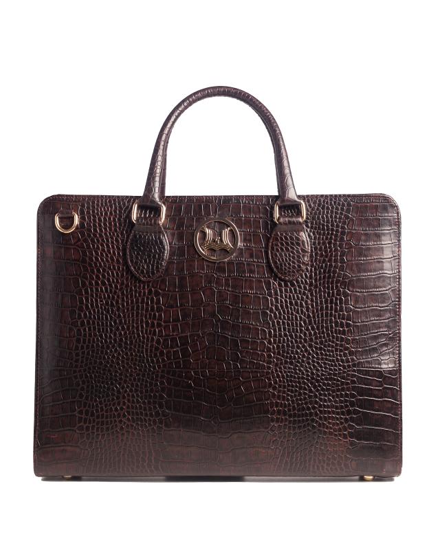 Satchel Work Case 5.0: Dark Brown Crocodile Print