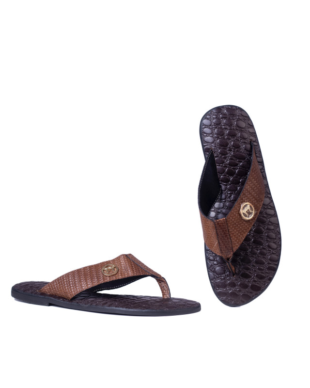Emperor: Brown Basket Woven Leather Print