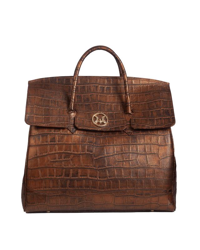 Duffle Bag 3.0 Mini: Bronze and Black Details Crocodile Print