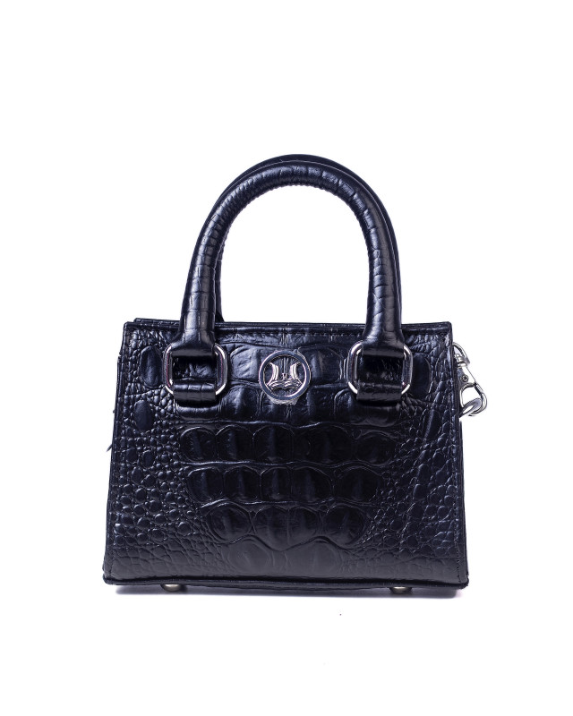 Lagos Micro: Black Textured Crocodile Print