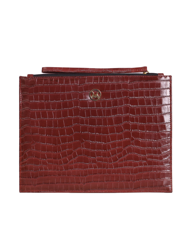 Man Purse MIDI: Maroon Crocodile Print