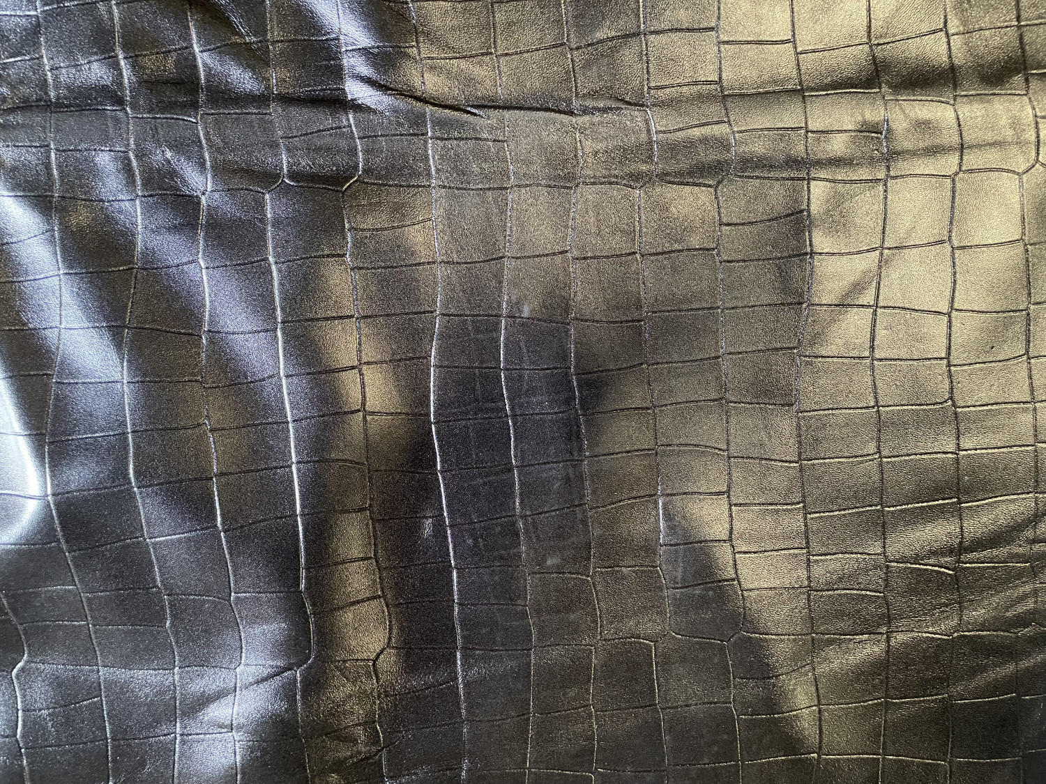 Black Alligator Belly Print Embossed on Cow Hides: BA008C