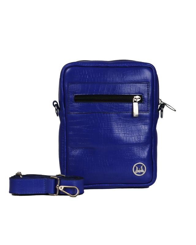 Cross Body Bag: Azure Blue Crocodile Print