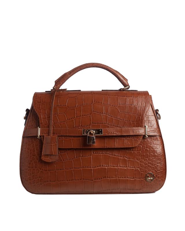 Brazzaville: Peanut Brown Crocodile Print