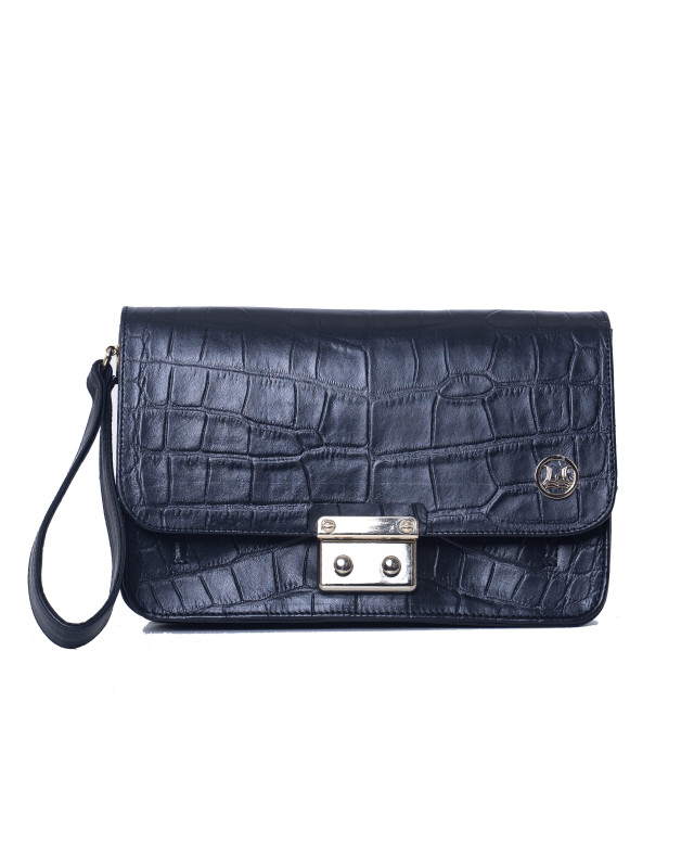 Man Bag: Black Crocodile Print