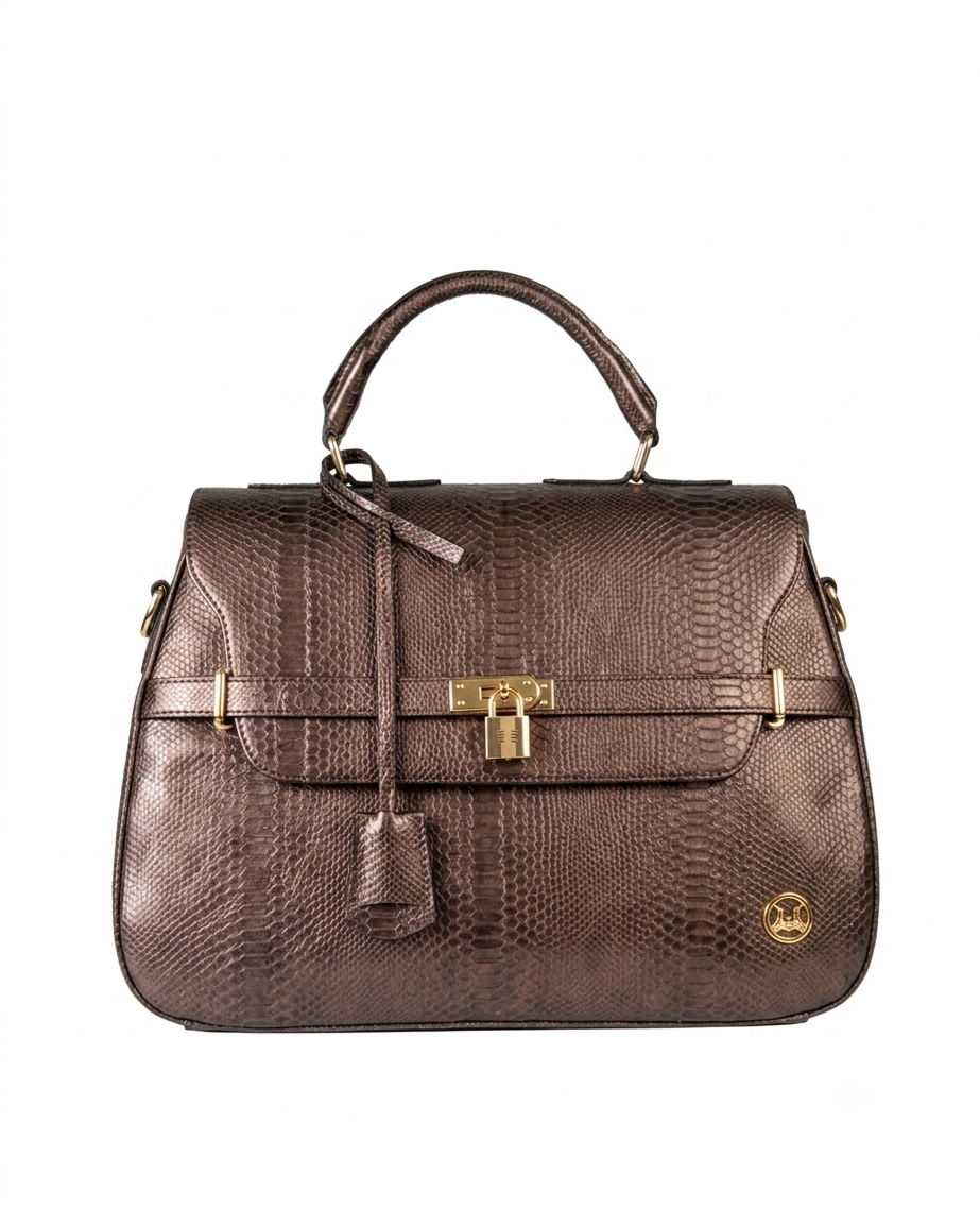Brazzaville MAXI: Coffee Brown Snake Print