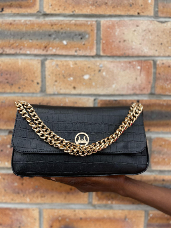 Bamako Mini: Black Crocodile Print