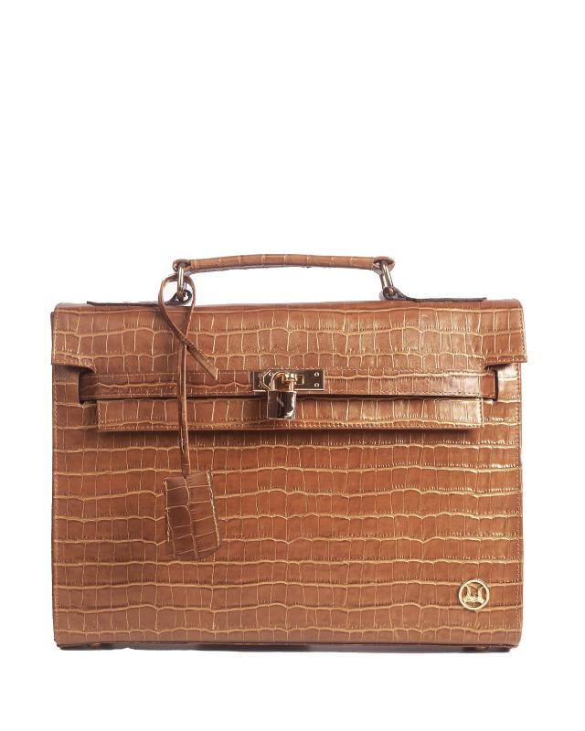 JFK Mini Work Case: Bronze Crocodile Print
