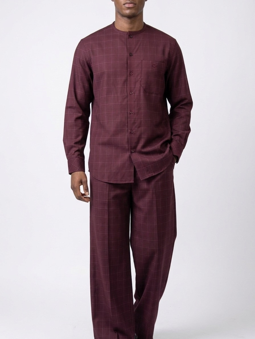 Palazzo Set: Burgundy Checkered Print