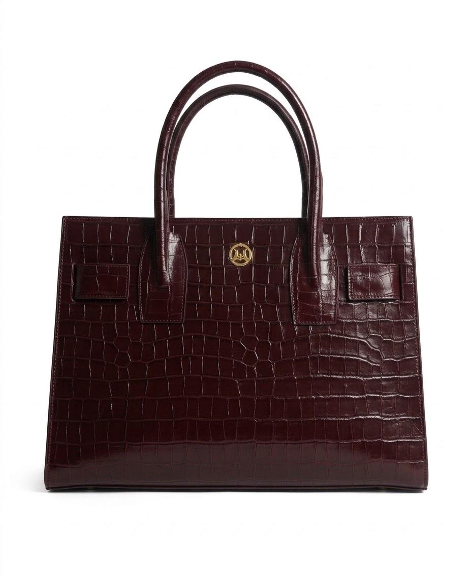 Zurich MIDI: Dark Brown Crocodile Print