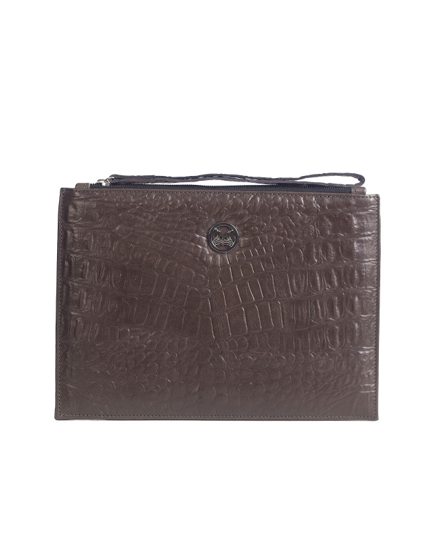 Man Purse Mini: Ash Textured Crocodile Print