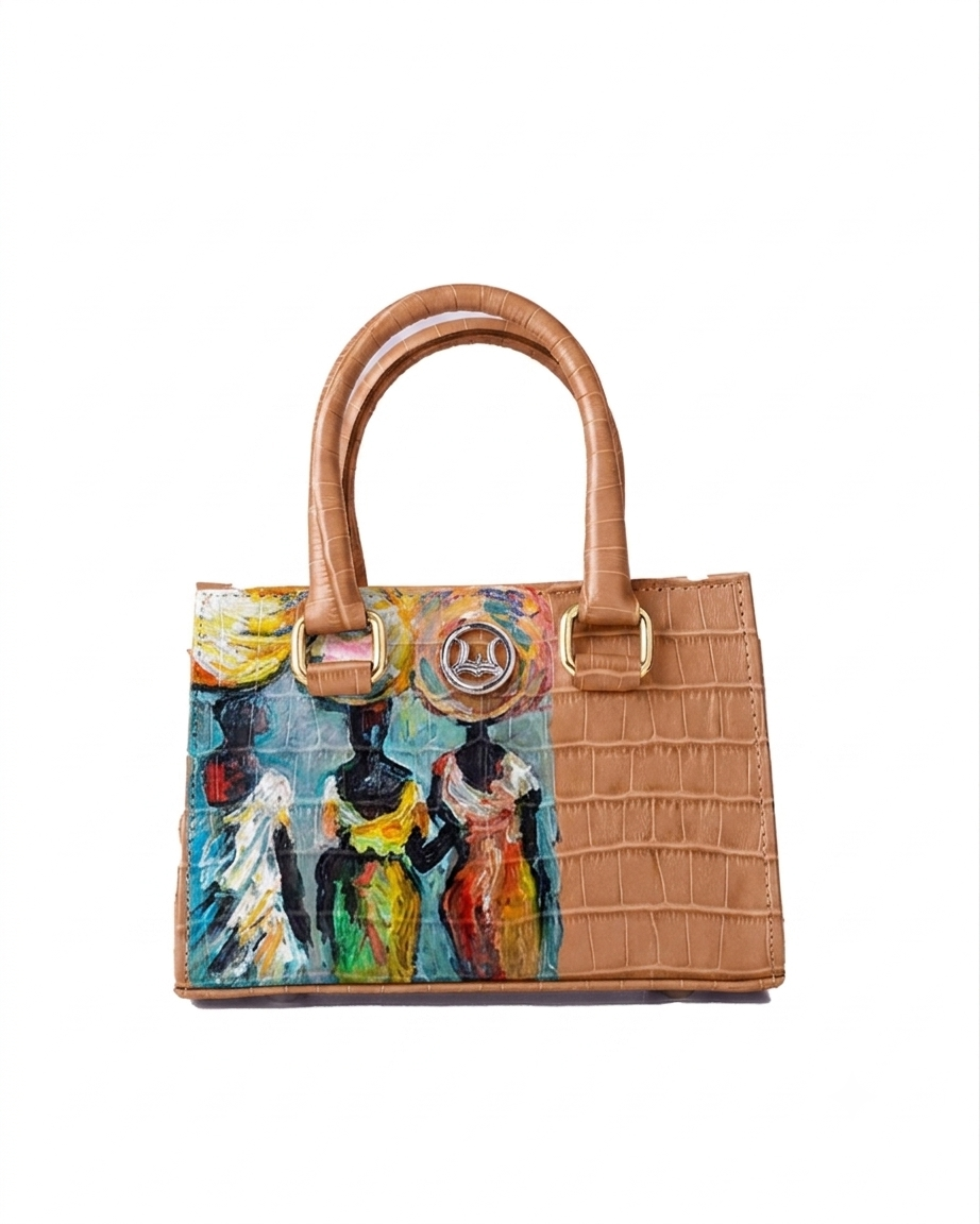 Lagos Mini: Tan Crocodile Print with Art