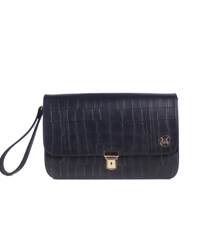 Man Bag: Black Crocodile Print