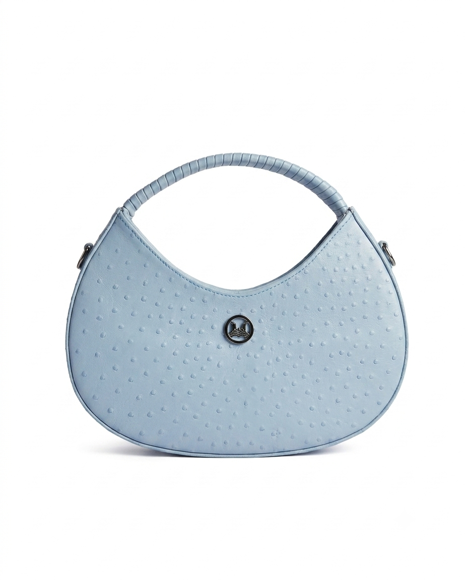 Brussels: Baby Blue Ostrich Print