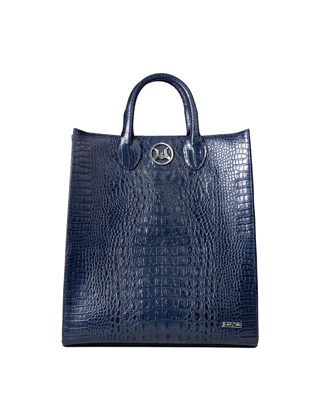 Man Tote: Limited Edition Deep Blue Textured Crocodile Print