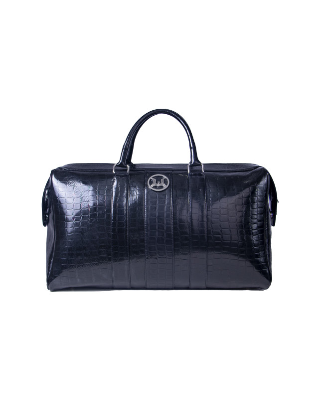 Duffle Bag:  Glossy Black Crocodile Print