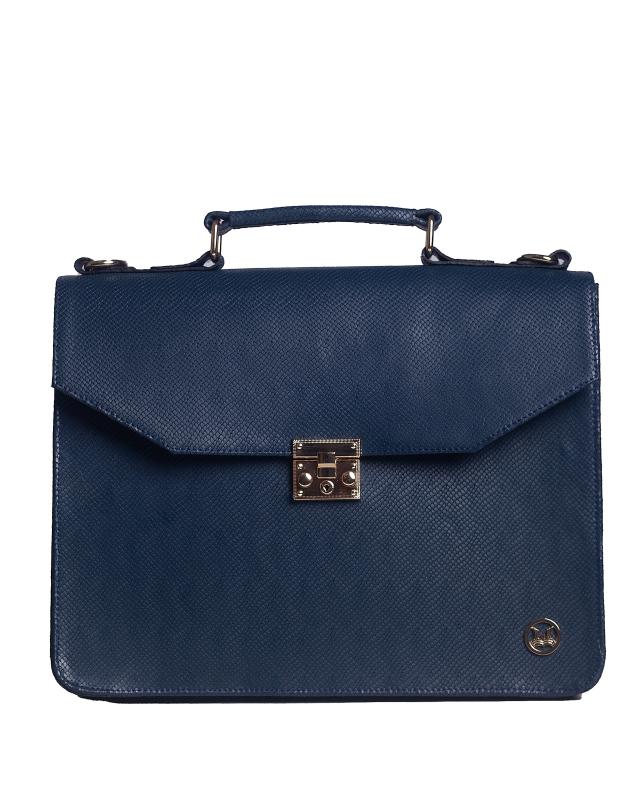 MINI Satchel Work Case: Dark Blue Abstract Print