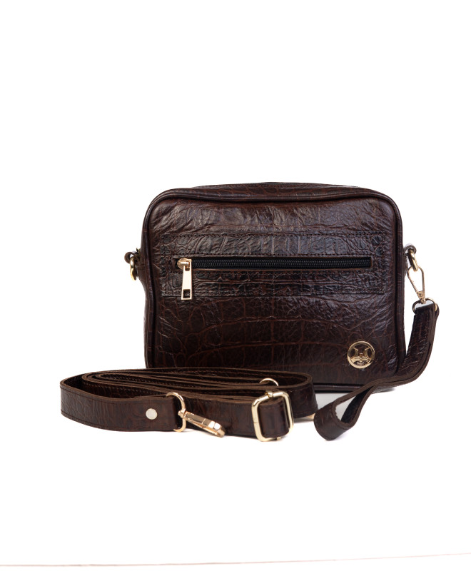 Messenger Bag (US): Dark Brown Crocodile Print
