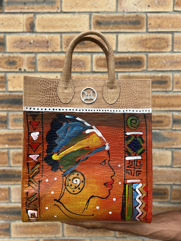 Man Tote: Oat Crocodile Print Meets Art #3