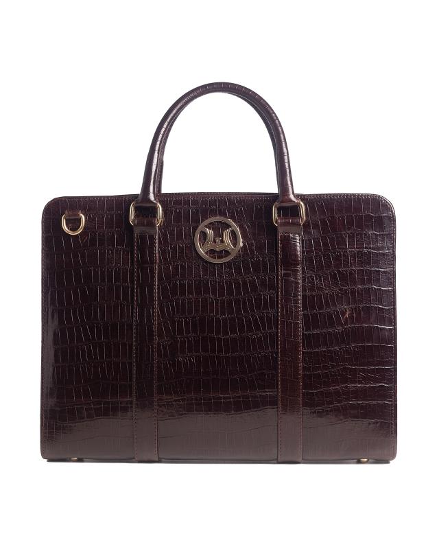 Satchel Work Case 6.0: Deep Brown Crocodile Print