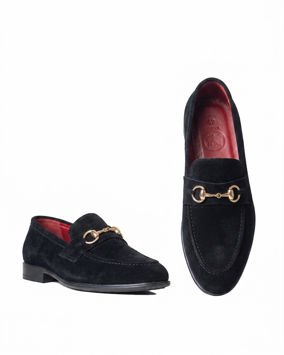 Penny Loafers: Black Suede
