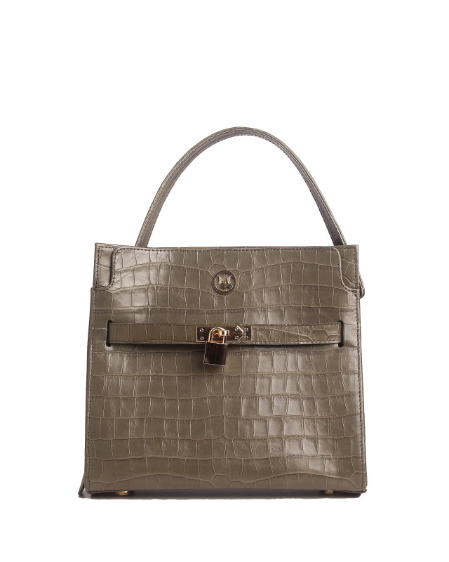 Venice Midi: Dark Olive Crocodile Print