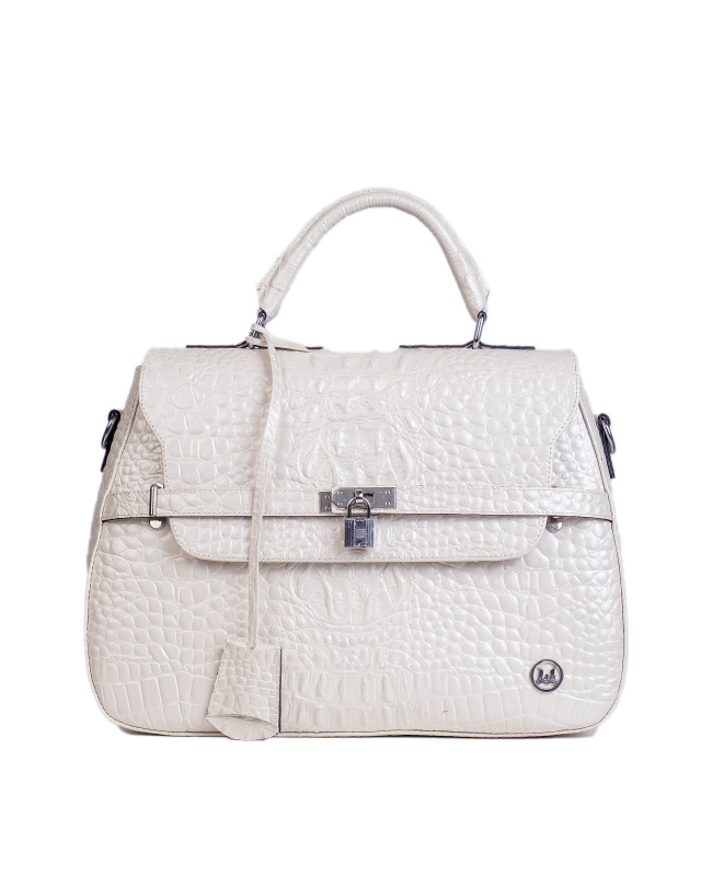 Brazzaville: Ivory Textured Crocodile Print