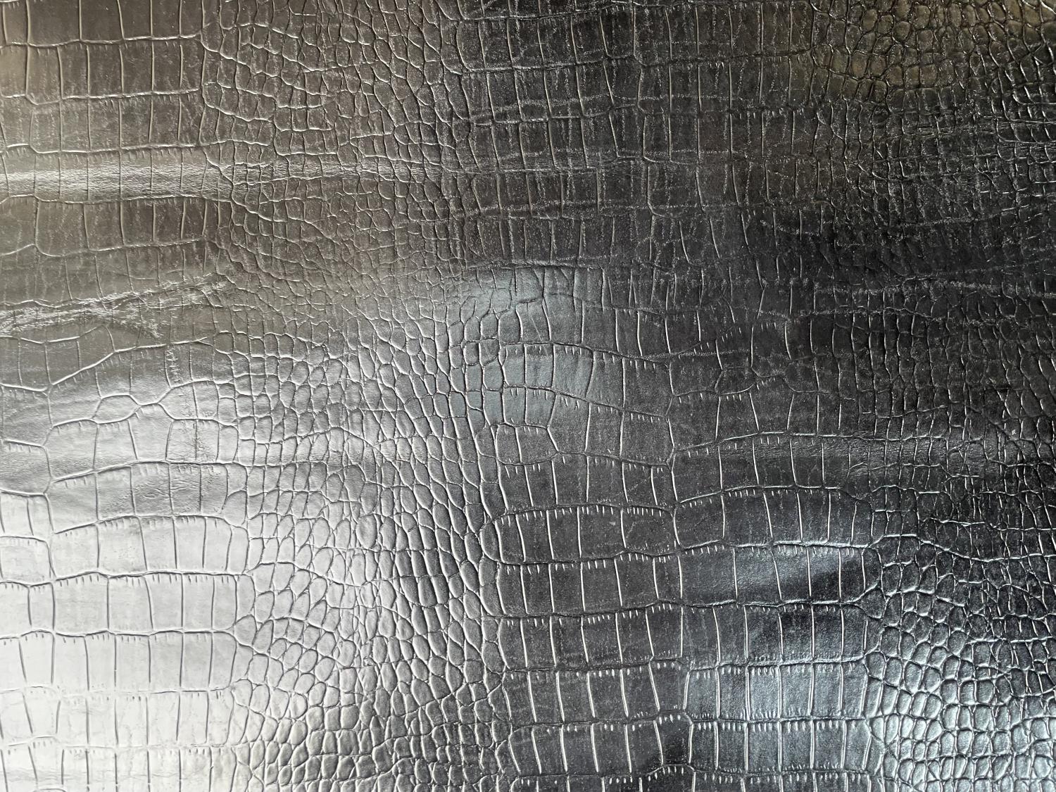 Black Crocodile Belly Print Embossed on Cow Hides: BB005C