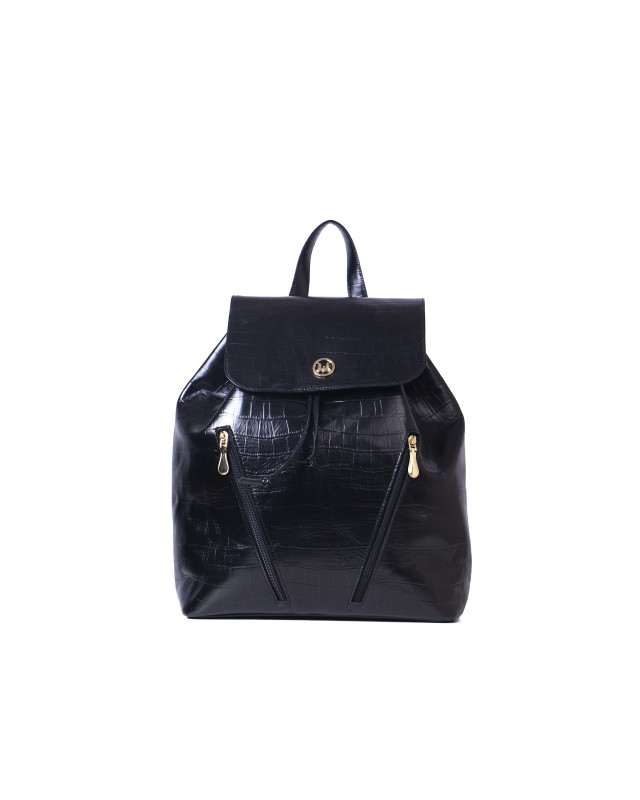 Backpack: Black Crocodile Print