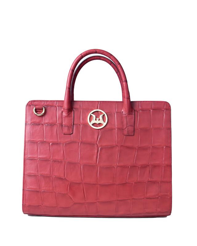 London(UK): Red Textured Crocodile Print