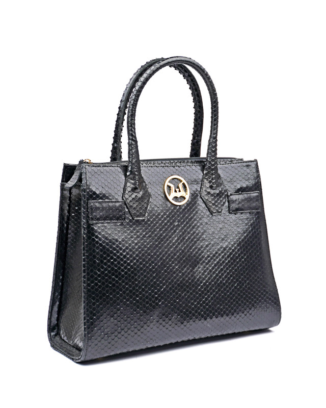 Montreal Maxi: Black Textured Reptilian Print