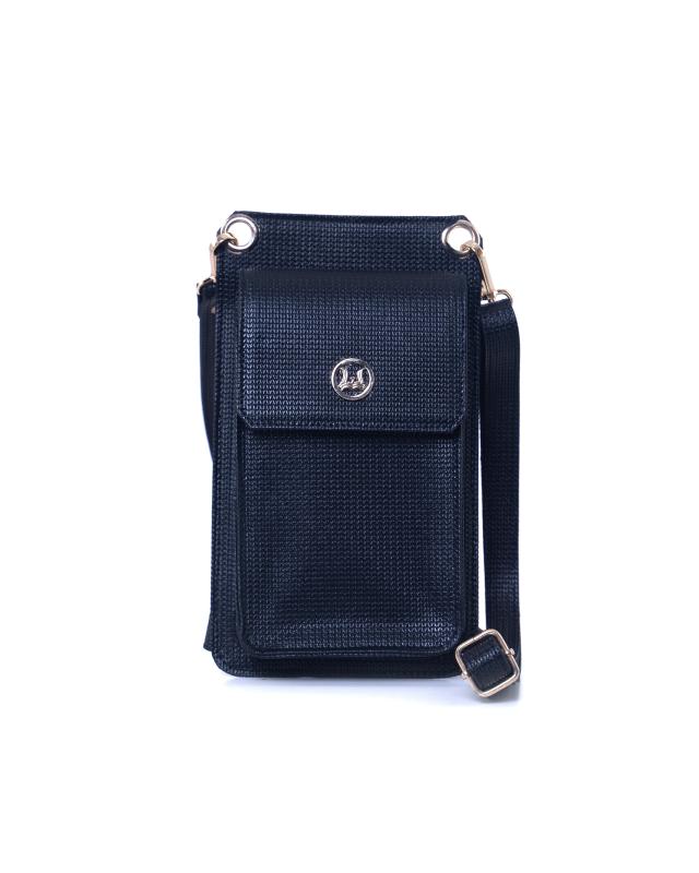 Cross Body Pouch (UK): Black Checkered Print