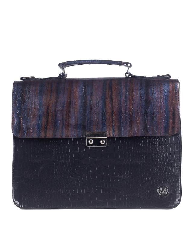 MINI Satchel Work Case: Black Crocodile Print and Multicokor Abstract Print