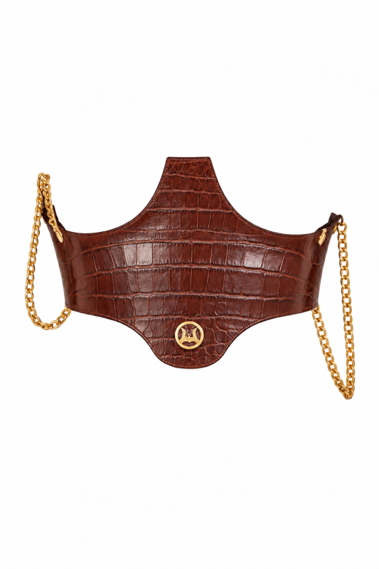 Corset Belt: Ginger Brown Crocodile Print