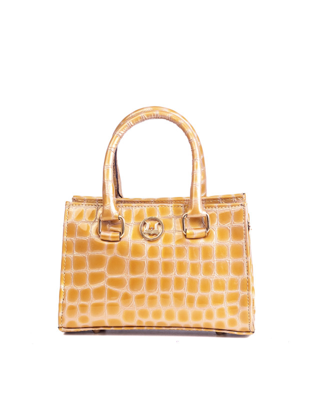 Lagos Mini: Glossy Fawn Yellow Crocodile Print