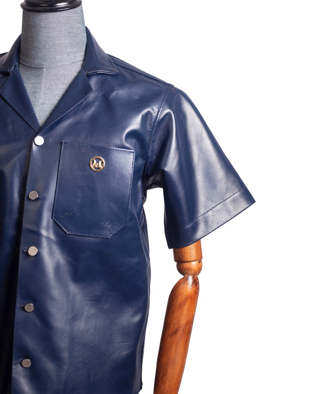 Leather Shirt: Glossy Blue